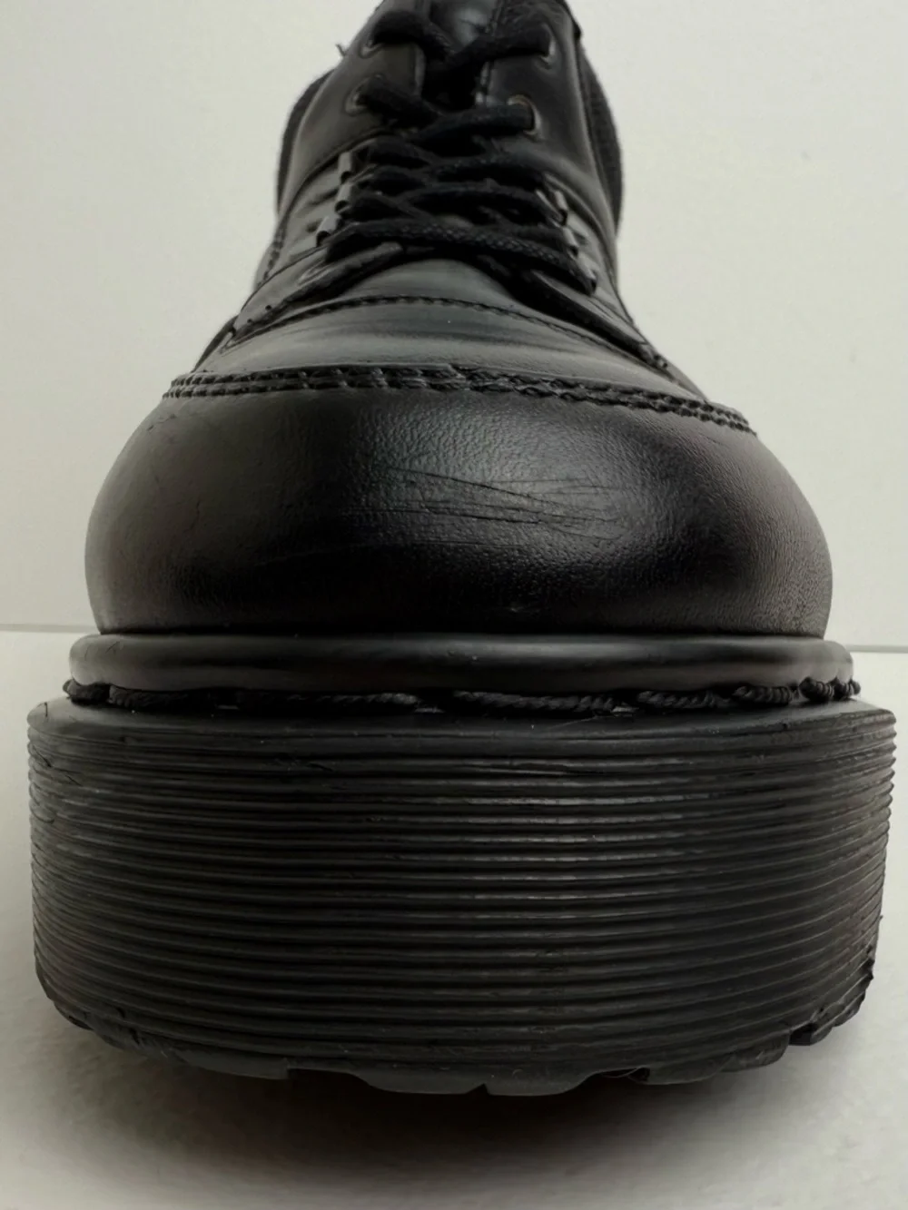 Made in England Vintage Dr. Martens Black Leather Envy Quad Platform Boots UK 7